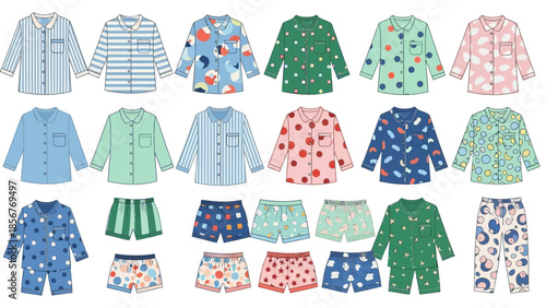 Colorful and Varied Pajama Sets A Detailed Collection of Sleepwear Designs
