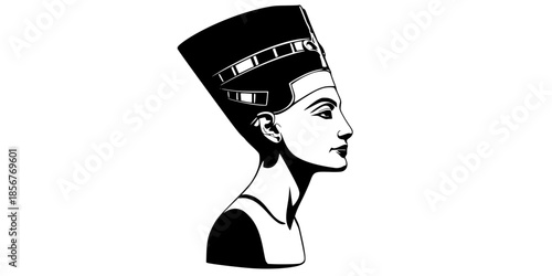 Ancient Queen Nefertiti Minimalist Profile Silhouette