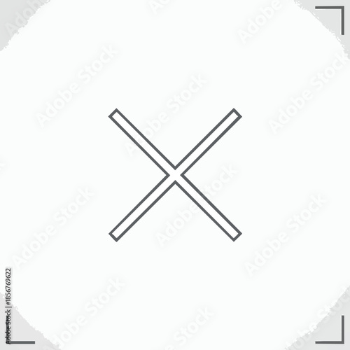 A grayscale close icon rendered with thin lines against a white background