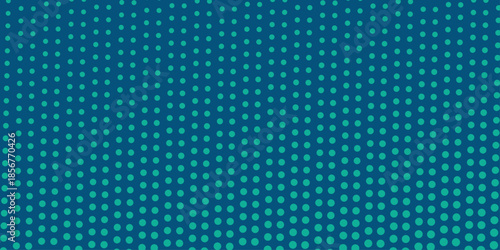 Halftone gradient dots background vector illustration. Blue green dark dotted, blue light halftone texture.  Retro abstract print. Geometric spots duotone cover. The geometric abstract pattern .