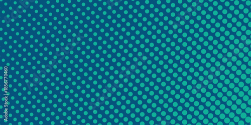Halftone gradient dots background vector illustration. Blue green dark dotted, blue light halftone texture.  Retro abstract print. Geometric spots duotone cover. The geometric abstract pattern .