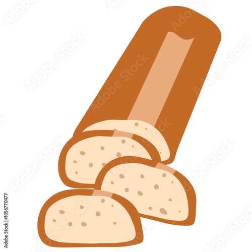 Sliced ​​French baguette