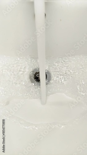 Water is collected in a sink with a clogged drain into the sewer