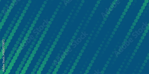 Halftone gradient dots background vector illustration. Blue green dark dotted, blue light halftone texture.  Retro abstract print. Geometric spots duotone cover. The geometric abstract pattern .