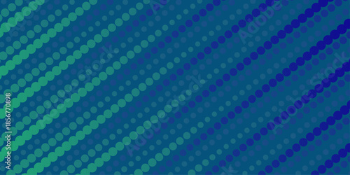 Halftone gradient dots background vector illustration. Blue green dark dotted, blue light halftone texture.  Retro abstract print. Geometric spots duotone cover. The geometric abstract pattern .