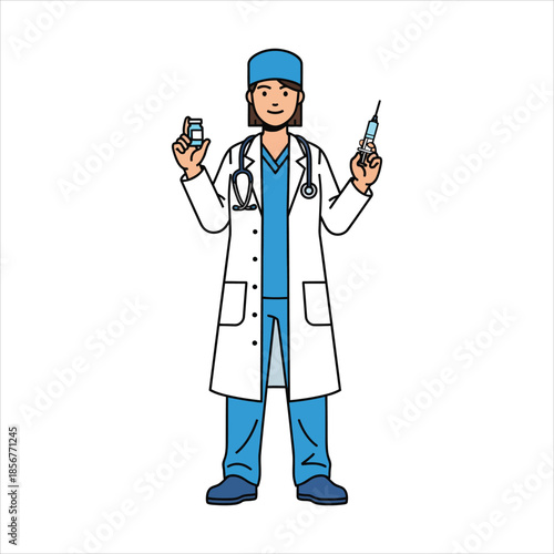 Medical professional holding a vial and syringe in a clinical setting