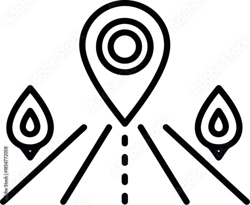 Road trip navigation with multiple stops and a main destination location pin