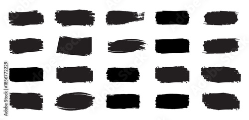 Set of paint brush stroke and abstract grunge banner for graphic background decoration. Watercolor splatter, ink splash and creative shape for social media. Vector frame art or texture element.