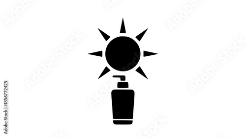 Sun protection skin safety black white icon