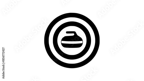 Curling winter sport black white icon