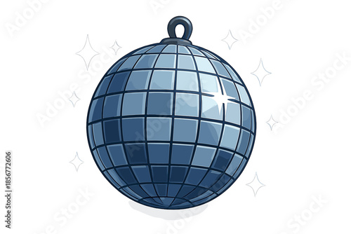 Disco Ball with Sparkles on Gray Background