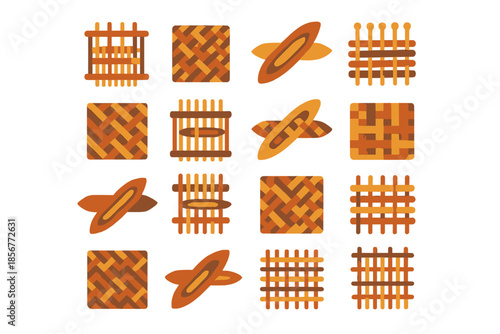 Abstract Woven Geometric Shapes on Orange Background