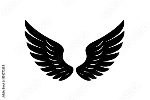 Black Wings Silhouette on Grayscale Background