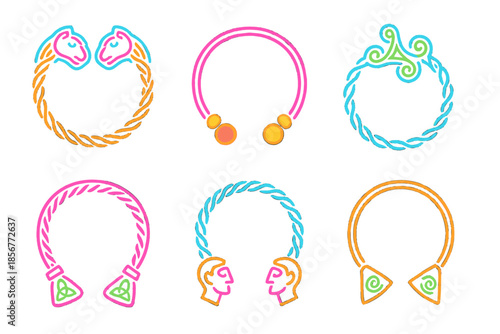 Collection of Six Abstract Neon Necklaces