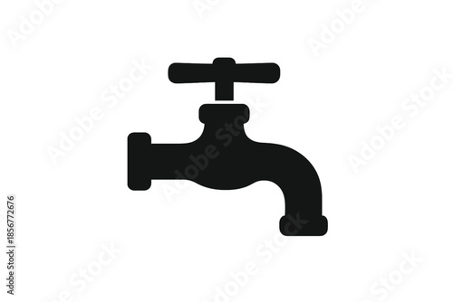 Black faucet icon on a gray gradient background