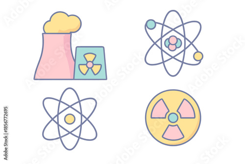 Nuclear power icons on a dark background