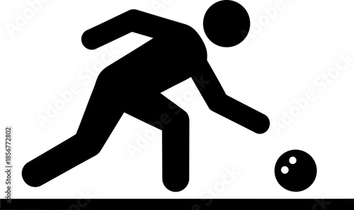 Man bowling icon. Silhouette of a male bowler rolling a ball. Activity and sport concept. Flat design vector symbol for web or mobile app