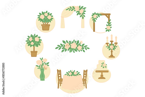 Wedding Decor Elements with Pink Roses