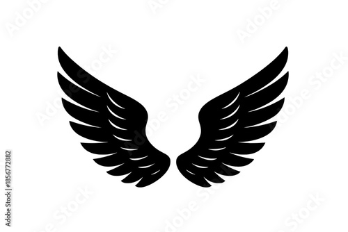 Black Angel Wings Silhouette on Gradient Background