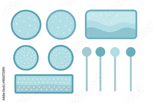 Futuristic UI Elements with Glowing Cyan Accents