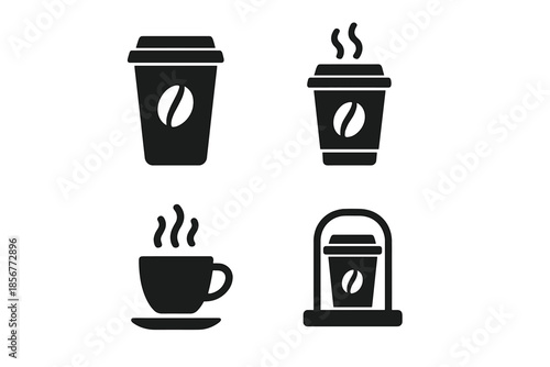Four coffee icons on a dark background