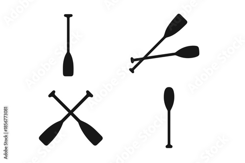 Four Paddles Silhouetted on a Gradient Background