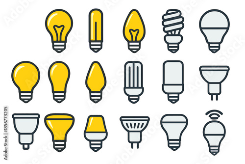 Various light bulb icons