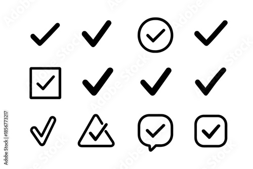 Collection of Checkmark Icons on Dark Background