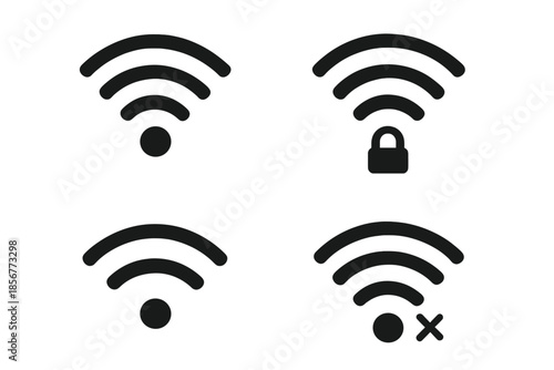 Four Wifi Signal Icons on Dark Background