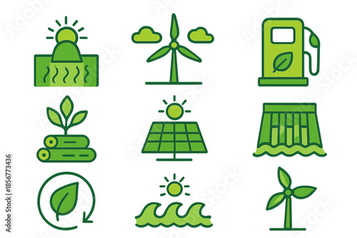 Set of Green Energy Icons