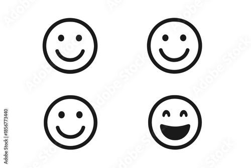 Four Dark Gray Smiley Faces on Dark Background