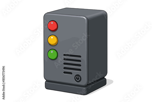 Computer tower with traffic lights