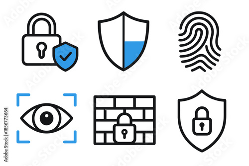 Cybersecurity icons set with a dark background