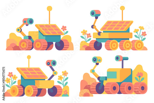 Cute Mars Rovers Explore a Colorful Alien Planet
