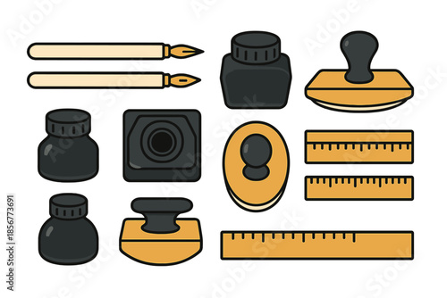 Vintage stationery icons set