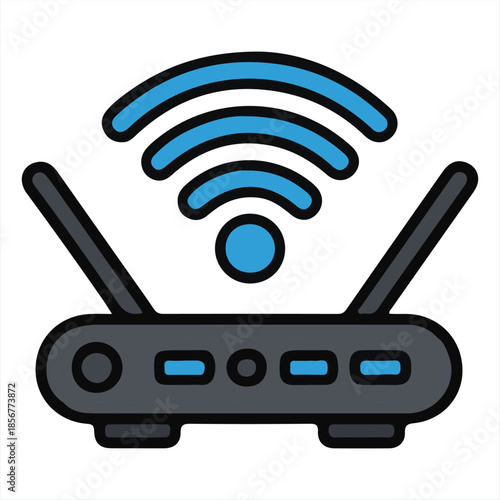 Wireless Router Icon Representing High-Speed Wi-Fi Internet Connectivity and Networking Solutions