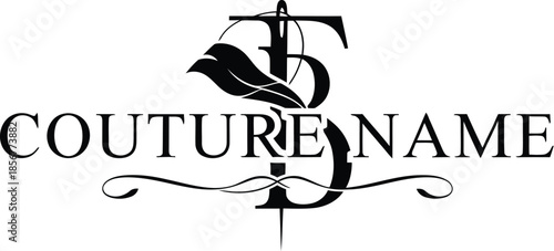 Luxury Couture Fashion Logo with Needle and Feather Detail