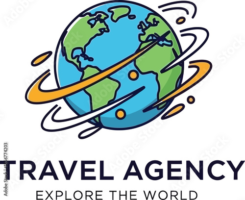 Global Travel Agency Logo with Globe and Flight Paths