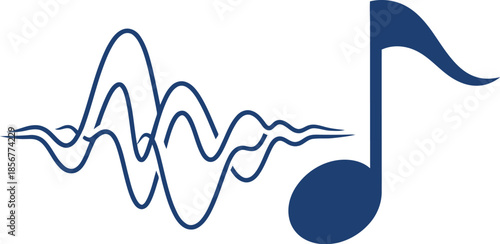 Musical Note with Audio Sound Wave Frequency Icon