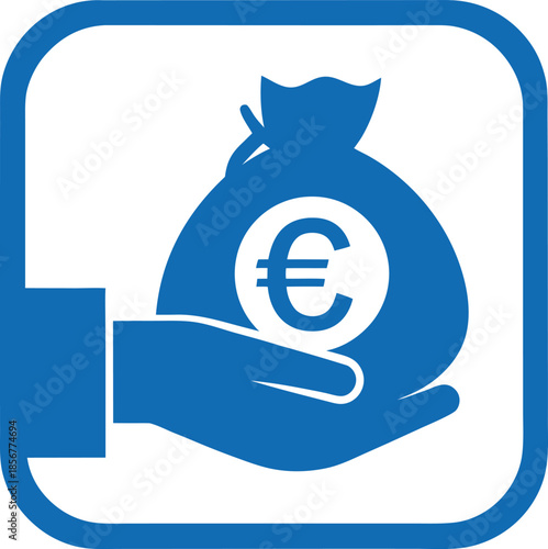 Hand holding euro money bag finance vector illustration on white background