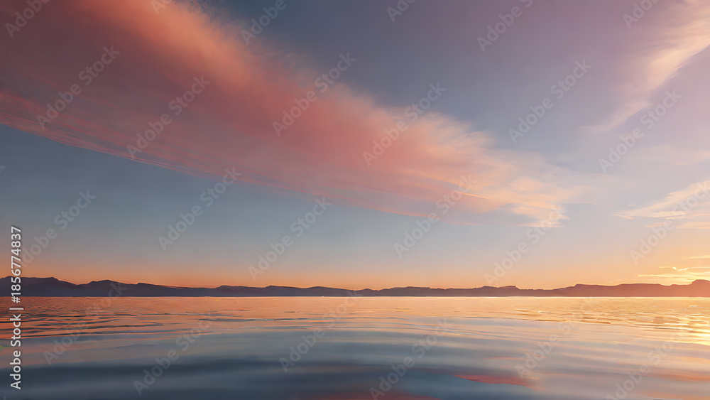 Fototapeta premium Serene Sunset Over Water｜水面に映る静かな夕日