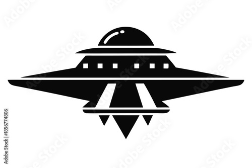 spaceship silhouette line art vector illustration