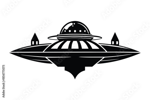 spaceship silhouette line art vector illustration