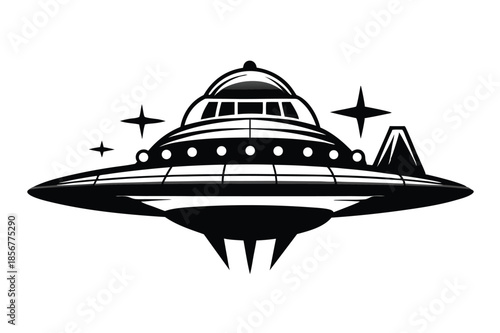 spaceship silhouette line art vector illustration
