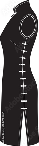 Black gothic dress with white lacing detail