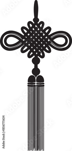 Traditional chinese decorative knot with tassel isolated on white background