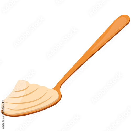 Cream On wooden Spoon vector.