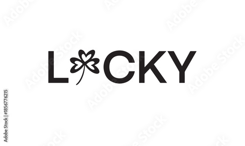 Lucky clover flower flora plant blossom leaf black color drawing element sign symbol saint patrick day 17 seventeen day date march irish ireland lucky saint patrick day shamrock celtic icon fortune 