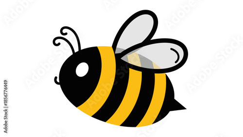 Black and Yellow Bee Illustration Side View.