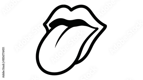 Black and White Tongue Out Illustration.